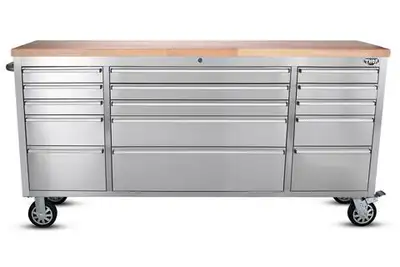 Description Dimension: 72”W*18”D*37.4”H All 430 anti-fingerprint stainless steel 15drawers 38mm Thic...