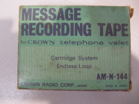 Crown Telephone Valet Message Recording Tape AM-N-144 1970s Rare