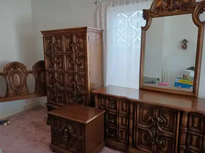 4 Piece Vintage Bedroom Set, View more