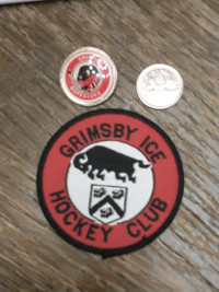 UK English pro Grimsby Buffaloes Ice Hockey Club pin and patch