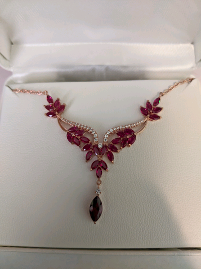 14K GOLD PLATED STERLING SILVER GEMSTONE NECKLACE 18", View more