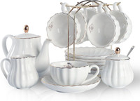 New Sweejar Porcelain Tea Sets, 8 Oz Cups & Saucer Service for 6