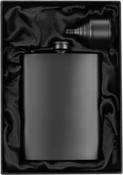 8oz Matte Black Flask + Black Funnel, View more
