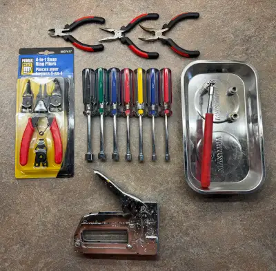 Tools Lot - Nut Drivers, Snap Ring Pliers, Magnetic Tray, Pliers, View more