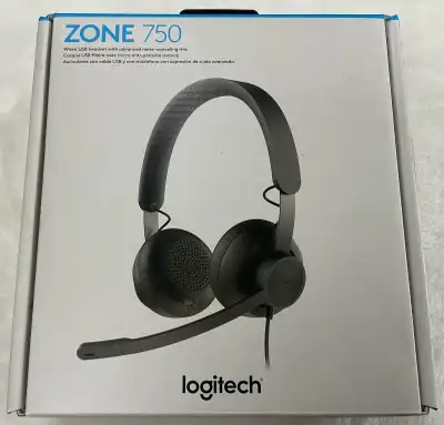 Logitech Zone 750 Wired USB Headset In good used condition Plug in play computers, laptops, tablets...