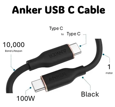 Anker USB-C to USB-C Cable, 1m, Fast Charging, Nylon, View more