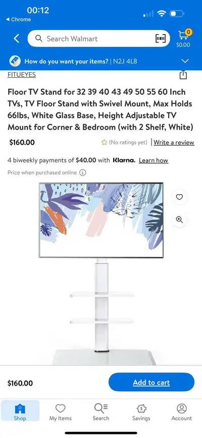 FITUEYES Universal Floor TV Stand (32–65”) – White Glass Base, View more