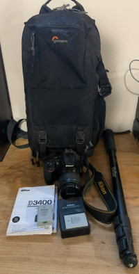 Nikon D 3400 camera and Backpack bundle