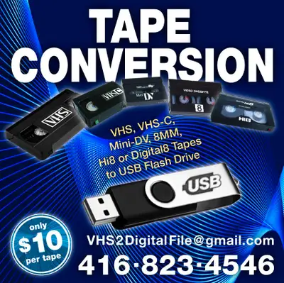 VHS, VHS-C, MiniDV, 8MM, Hi8 or Beta Tape Conversions, View more