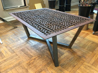 Retro Cast Iron Coffee Table with Rhombus Legs on Castors