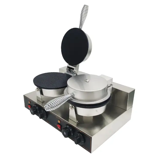 110V Double Station Ice Cream Cone Waffle Maker Machine 02270864661853617667121