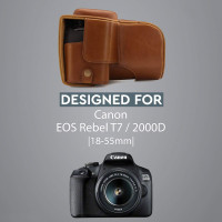 Leather Camera Case - MegaGear - for Canon EOS Rebel T7 18-55mm