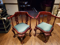 Carved  Pair of Chinese Corner Chair