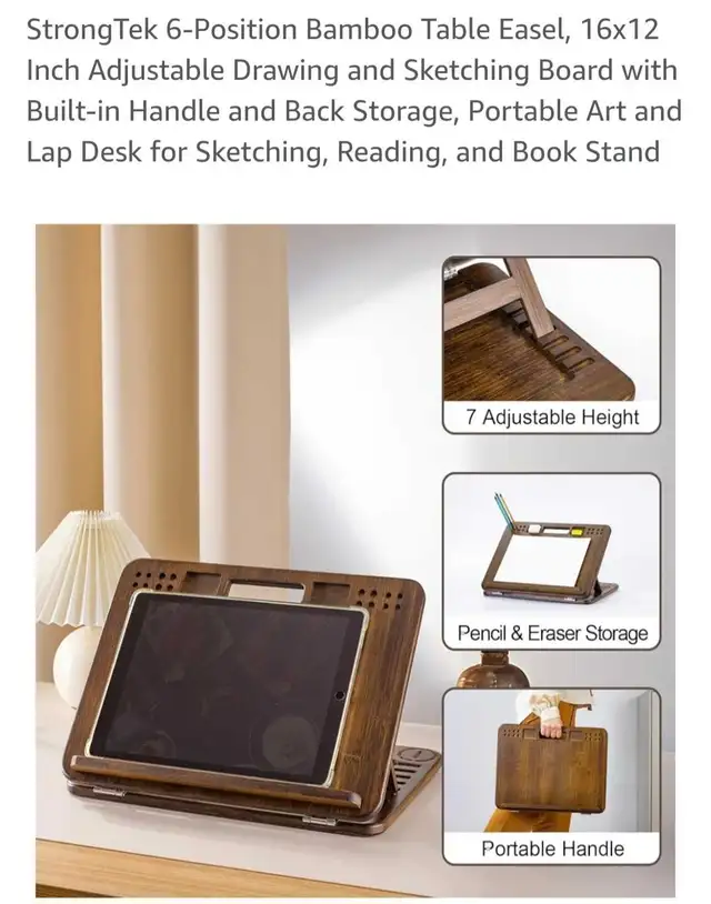 StrongTek 6-Position Bamboo Table Easel, 16x12 Inch in Home Décor & Accents in Ottawa - Image 5