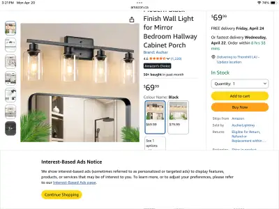 Four light vanity fixture in box never used, View more