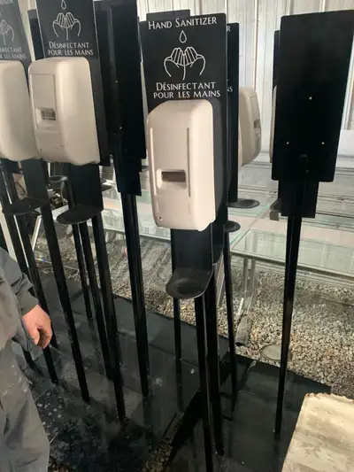 Hands free sanitizing station, View more