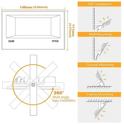 Flood Light Outdoor, LED 30W (300W Equivalent) 3000LM Smart RGB, View more