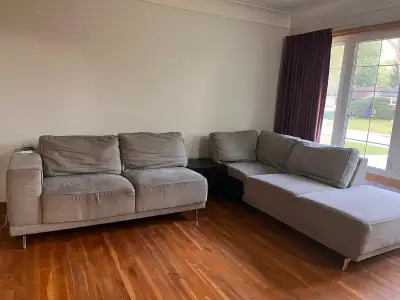 Large Modern Grey Sectional Sofa Set – Excellent Condition, View more