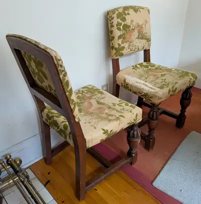 3 antique dining chairs - early 20th c Jacobean style, View more