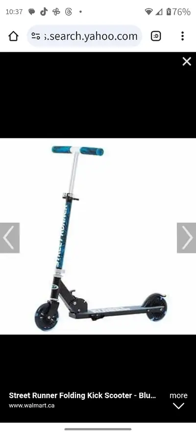 Brand new in box BLUE Street Runner Folding kick Scooter Motion activated light up wheels Adjustable...