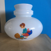 Vintage MCM Milk Glass Hanging Lamp Shade f. Children