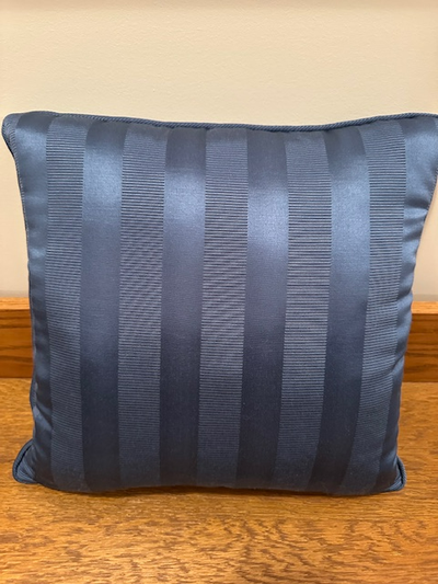 Striped Blue Silk Decorative Throw Pillow, View more