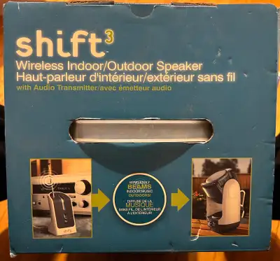 “SHIFT3” Wireless Indoor/Outdoor speak WITH Audio Transmitter- Never used