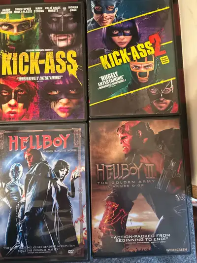 kick ass 1&2 & hellboy 1&2  - DVD bil 5$, View more