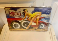 Watch Your Curves Texas Beef Council Girl Vintage Tin Sign* 8"x1