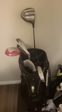 Mixed Golf Clubs and Bag