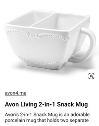 Avon ceramic 2 in 1 snack/soup bowl with handle. BNIB