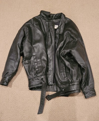 Womans black leather winter jacket (coat)