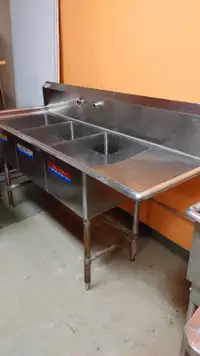 6' Stainless Steel Triple Sink | Drainboard