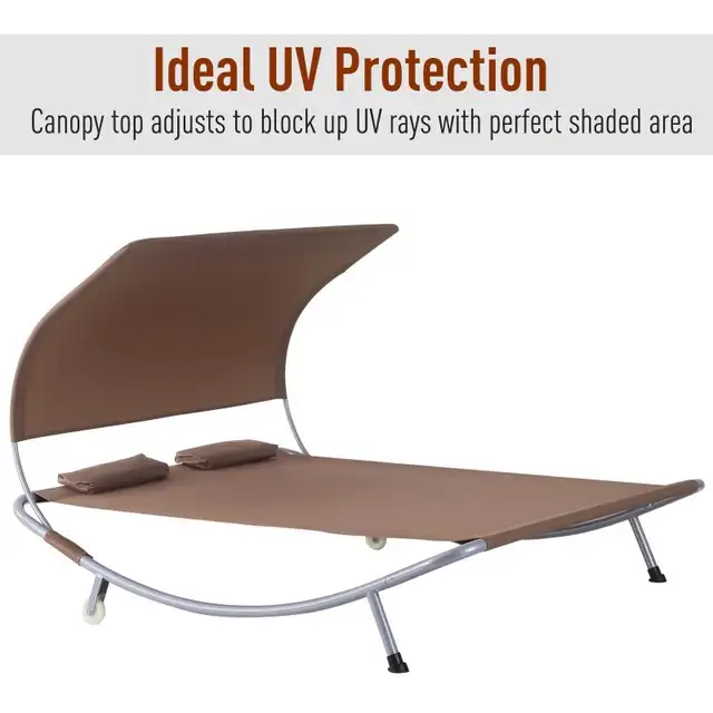 79" Outdoor Lounge Chair with Canopy, Double Chaise Lounger Hamm in Patio & Garden Furniture in Markham / York Region - Image 5