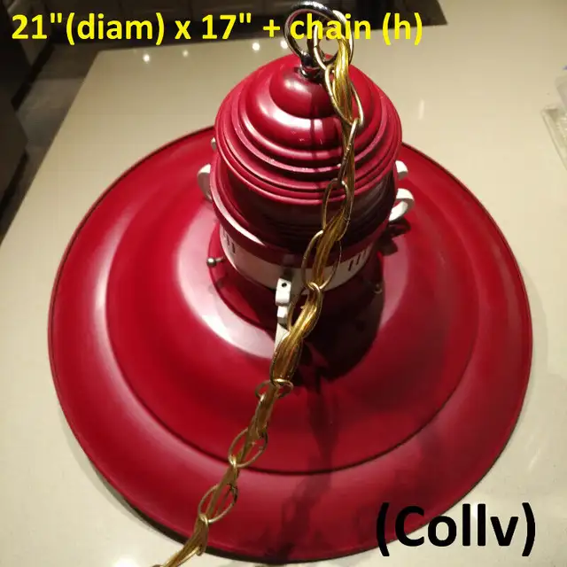 Light Fixture - Pendant, Red & White, Glass Ball, Retro in Indoor Lighting & Fans in Markham / York Region - Image 7