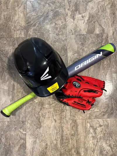 Brand new baseball bat glove and helmet tball youth, View more