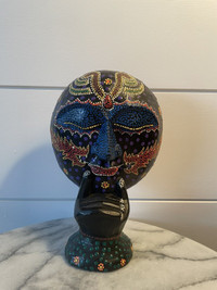 Vintage hand dot painted tribal mask