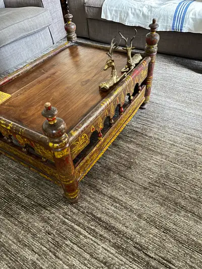 Gorgeous antique solid teak coffee table or bench, View more