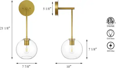 Gold Brass and Glass Wall Sconce - Unopened, View more
