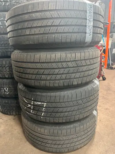 235/60R18 103H used Michelin defender T+H all season tire (60% left,DOT 2021) + 18x8 ET 55 63.4 OEM...