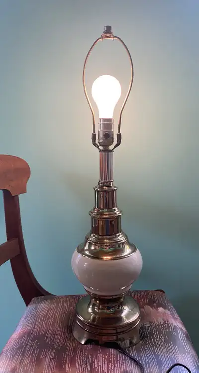Vintage Real Brass and Ceramic Table Lamp - Heavy (works), View more