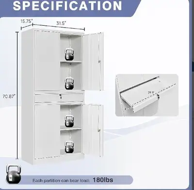 LISSIMO Metal Storage Cabinet,Tall File Cabinet with 2 Adjustabl, View more