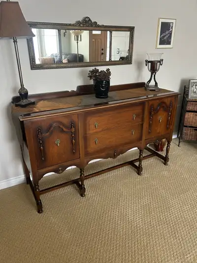 Antique 1928 Solid Walnut Sideboard, View more