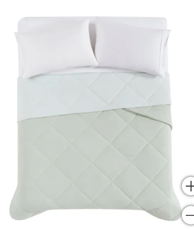 2 x Simmons QUEEN Down Alternative 2 Tone Blankets Green & Grey, View more