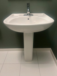 Contrac Pedestal Sink with Delta Chrome Faucet