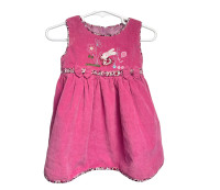 Khabbaz Baby Girl Pink Corduroy Dress for 12 Months
