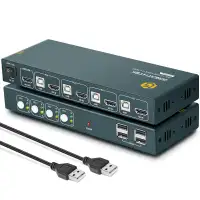 GREATHTEK KVM Switch HDMI 4 Port 4K@60Hz with USB 2.0,HDMI 2.0