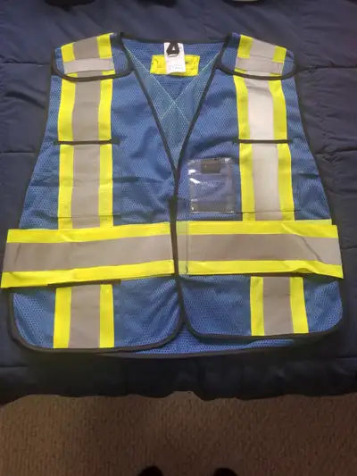 Blue safety vest, View more