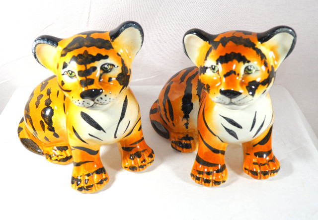 Handmade in Italy Baby Ceramic Tigers X/766/T 8" Tall in Arts & Collectibles in St. Albert