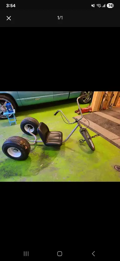 Adjustable seat to different heights, has rear hitch to pull trailer or stroller Adult big wheels or...